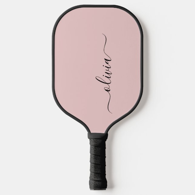 Raquette De Pickleball Personnalisé Blush Dusty rose moderne Script Girl (Recto)