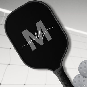Raquette De Pickleball Personnalisé Moderne Gras Nom de script Monogramme