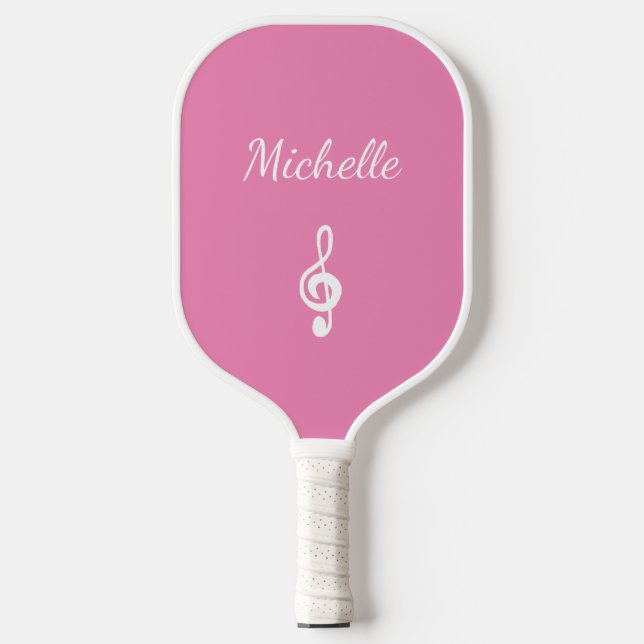 Raquette De Pickleball Personnalisé Musical Treble Clef Cute Rose (Recto)