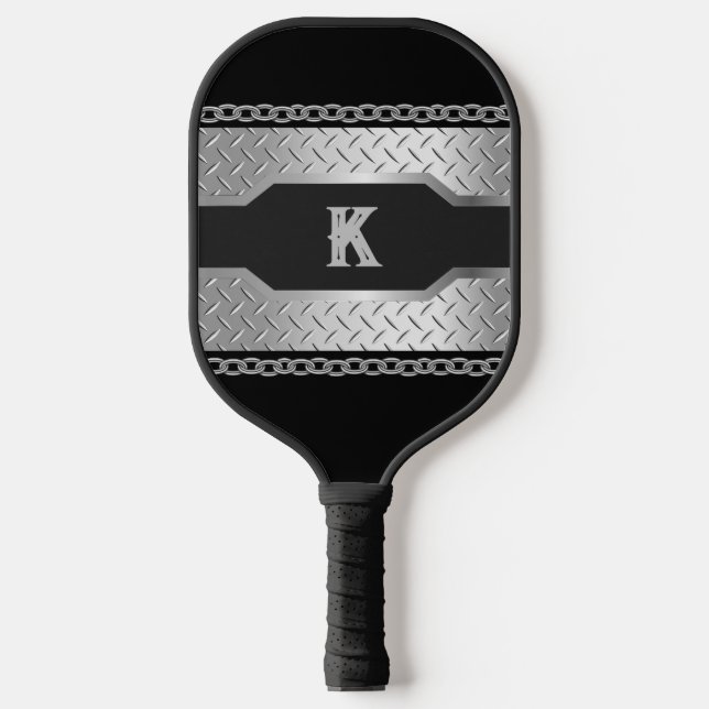 Raquette De Pickleball Personnalisé noir et métal personnalisé (Recto)