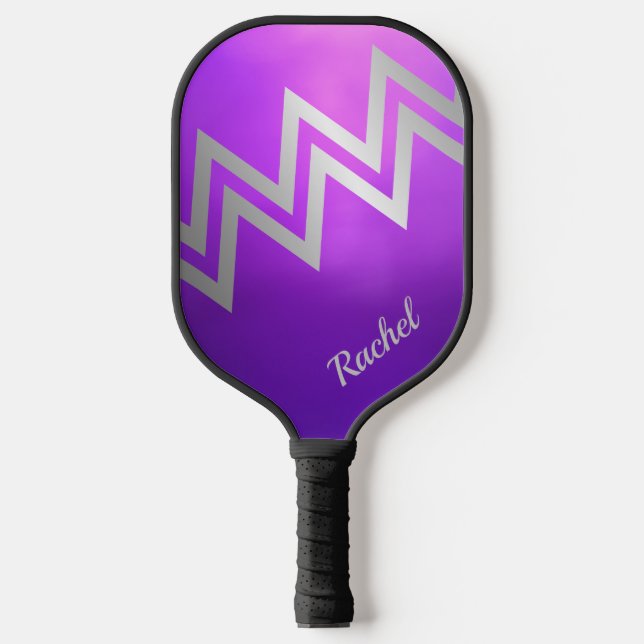 Raquette De Pickleball Personnalisé Purple & Argent Personnalisé (Recto)