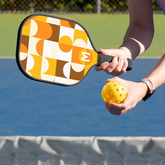 Raquette De Pickleball Personnalisé Sunny Jaune Orange Brown Retro Motif (Insitu)