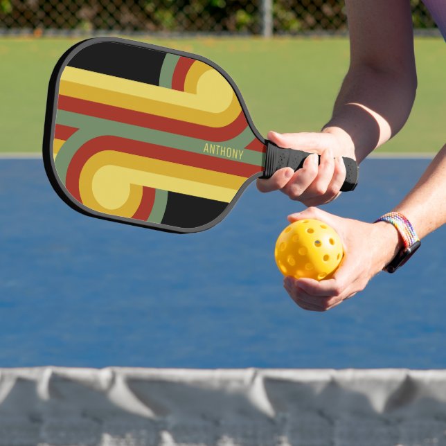 Raquette De Pickleball Personnalisé Vert Jaune Rouge Noir Rétro Motif (Insitu)