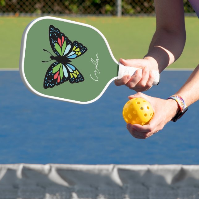Raquette De Pickleball Personnaliser Beau Papillon avec Aile Colorée (Insitu)