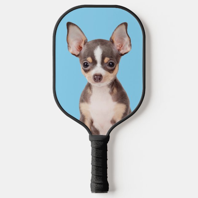 Raquette De Pickleball Photo de chien de famille Bébé Bleu (Recto)
