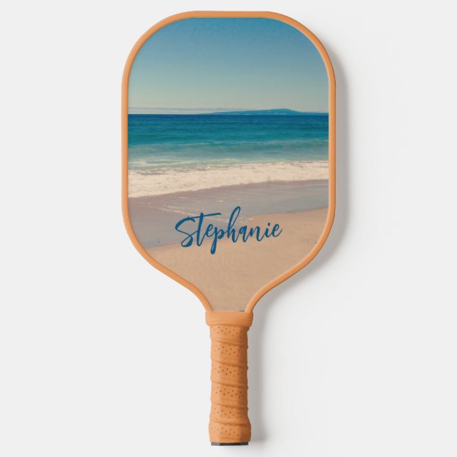 Raquette De Pickleball Photo personnalisée Blue Turquoise California Beac (Recto)