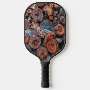 Raquette De Pickleball Photographie de motif d'arbres coupés empilés ense