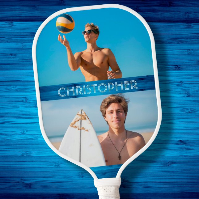 Raquette De Pickleball Photos personnalisées Nom personnalisé Typographie (Créateur téléchargé)