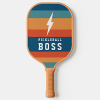 Pickleball Boss Lightning Bolt Retro Stripes Nom