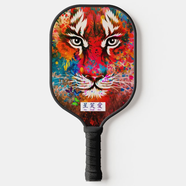 Raquette De Pickleball Pickleball Paddle TIGRE PEINT AVEC SYMBOLES KANJI (Recto)