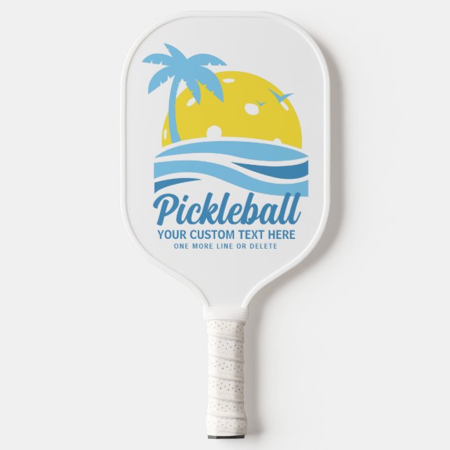 Raquette De Pickleball Pickleball tropical palmiers Sun Ajouter Texte per (Recto)