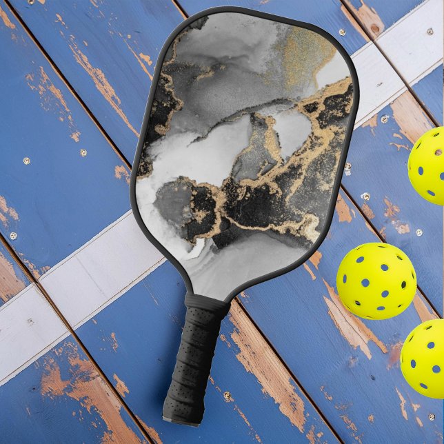 Raquette De Pickleball Pierre en marbre argent et or (Créateur téléchargé)