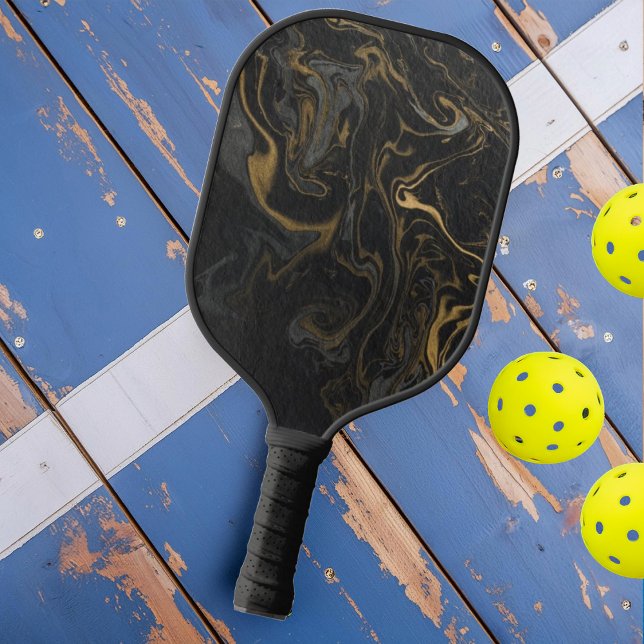 Raquette De Pickleball Pierre noire en marbre doré (Créateur téléchargé)