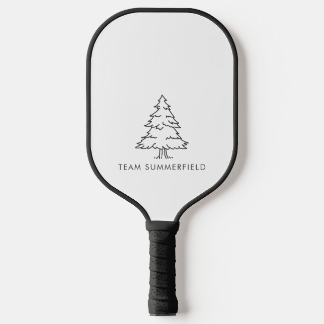 Raquette De Pickleball Pine Tree Nom De Famille Plaid Rustic (Recto)