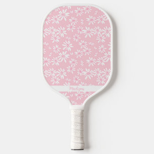 Raquette De Pickleball Pink Daisy Floral Pattern Personnalisé Nom Cute
