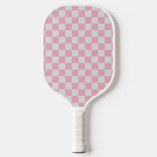 Raquette De Pickleball Pink + Grey Check À damiers Checkerboard Motif