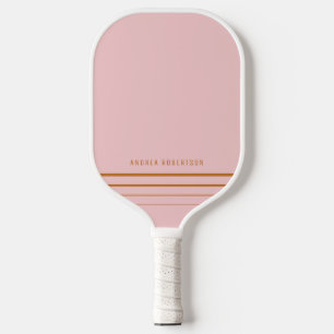 Raquette De Pickleball Pink & Tan Simple Minimal Nom Personnalisé