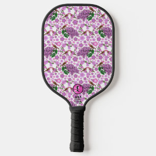 Raquette De Pickleball Pinsons pourprés oiseaux et cœurs de fleurs de lil
