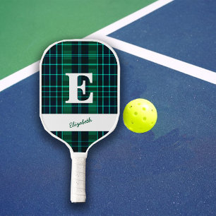 Raquette De Pickleball Plaids verts amusant sportif sur mesure Monogramme