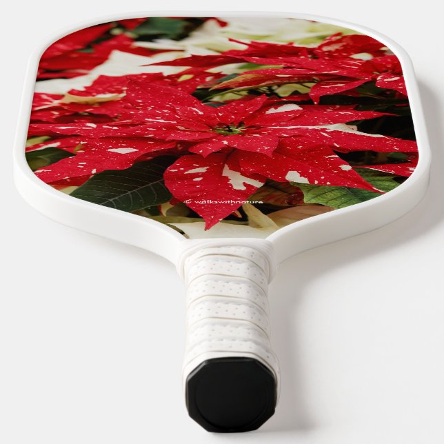 Raquette De Pickleball Poinsettias Festive Rouge Blanc Floral (Poser)