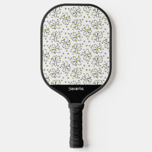 Raquette De Pickleball Point de Polka Jaune de la marguerite rétro PIckle