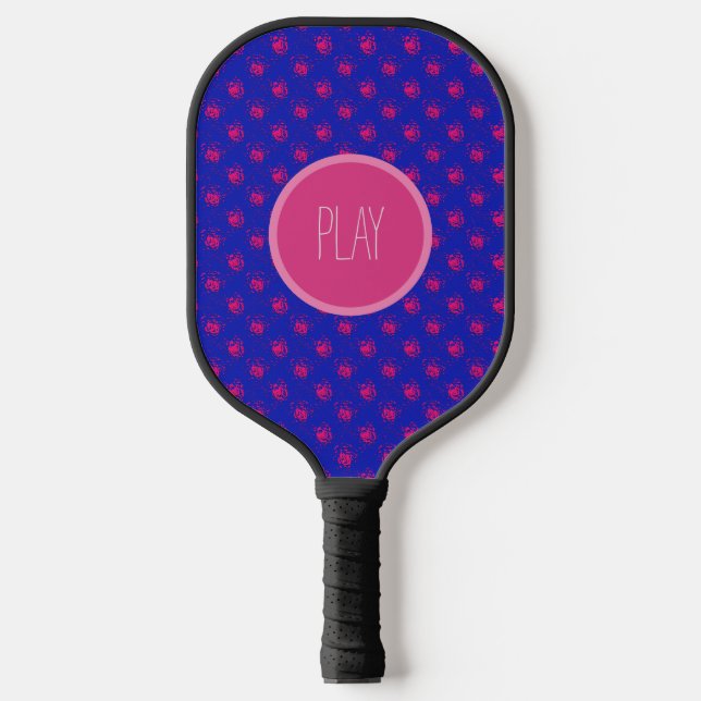 Raquette De Pickleball Points roses chauds amusants sur bleu (Recto)