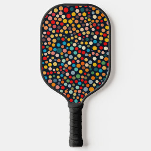 Raquette De Pickleball Pois colorés sur Arrière - plan foncé