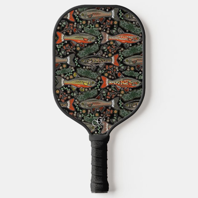 Raquette De Pickleball Poisson d'eau douce gris orange noir élégant (Recto)