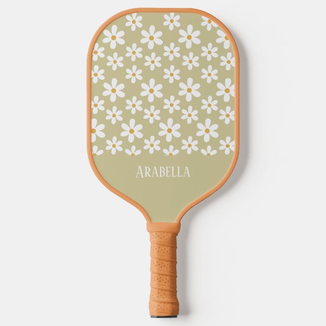 Raquette De Pickleball Poitrine tan et blanc minimes Boho personnalisé (Recto)