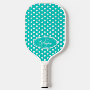 Raquette De Pickleball Polka point motif nom aqua initial