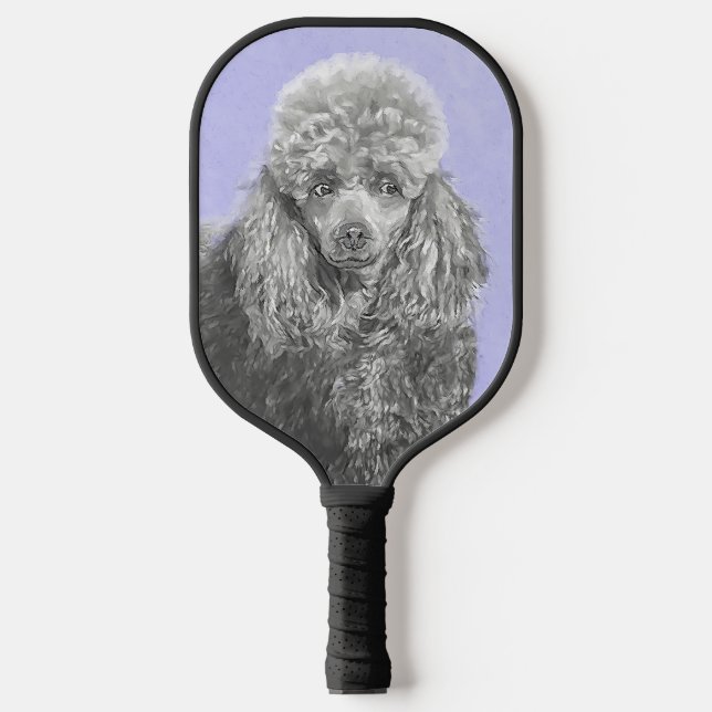Raquette De Pickleball Poodé Jouet miniature Argent gris bleu Chien Art (Recto)
