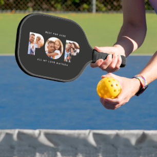 Raquette De Pickleball Pop multi photo moderne typographie noir cadeau