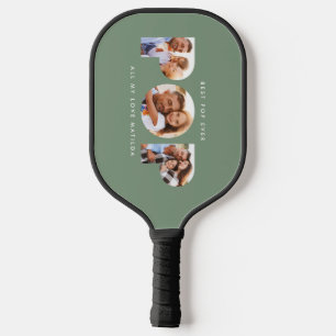 Raquette De Pickleball Pop multi photo moderne typographie sauge vert