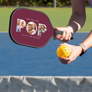 Raquette De Pickleball Pop multiphoto moderne typographie Bourgogne cadea