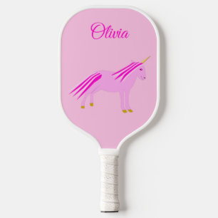Raquette De Pickleball Pretty Pink Baby Girl Unicorn Custom Name