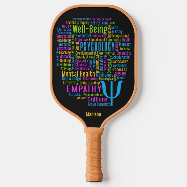 Raquette De Pickleball PSYCHOLOGIE Word Cloud nom personnalisé (Recto)