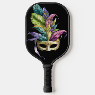 RAQUETTE DE PICKLEBALL PURPLE & GOLD MARDI GRAS MASQUES & FEATHES