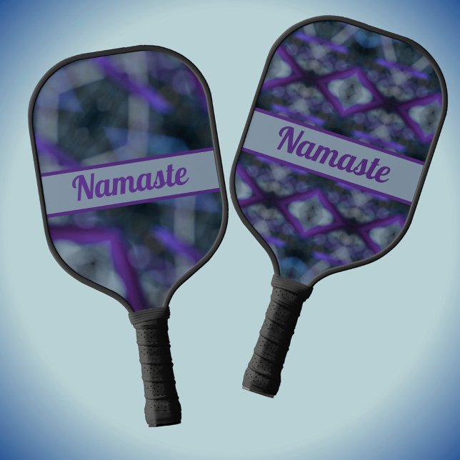 Raquette De Pickleball Purple Grey Medley Boho Chic avec nom (Créateur téléchargé)