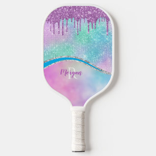 Raquette De Pickleball Purple Iridescente & Parties scintillant, nom et m