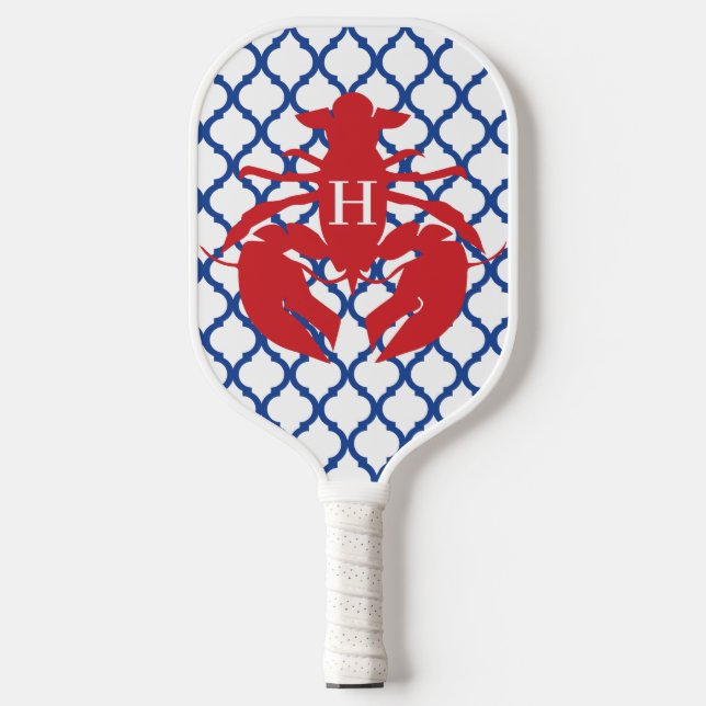 Raquette De Pickleball Quatrefoil Homard Monogramme Pickleball Paddle (Recto)