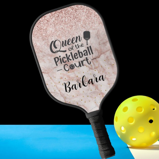 Raquette De Pickleball Queen Court Glam Glit Rose Gold Nom (Créateur téléchargé)