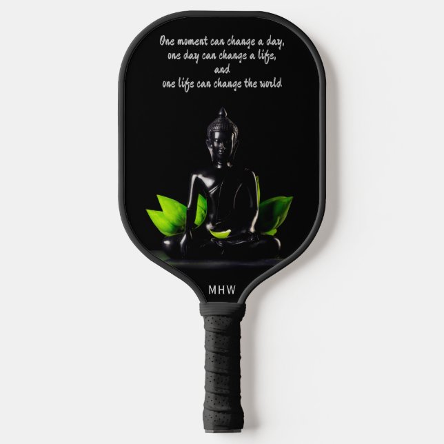 Raquette De Pickleball Quote de bouddha monogramme personnalisé (Recto)