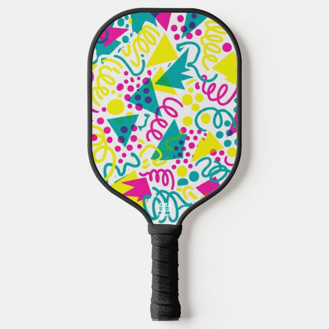 Raquette De Pickleball Rad Retro Memphis Pattern Neon 80s Pop Art (Recto)