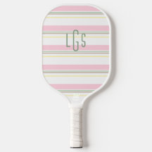 Rayé Rose Jaune Vert Blanc Marron Clair Monogramme