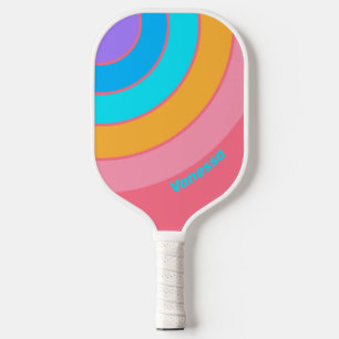 Raquette De Pickleball Rayon de soleil néon des années 80 avec nom et ray