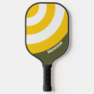 Raquette De Pickleball Rayure de Cercle Nostalgique de Miel Vert avec Nom
