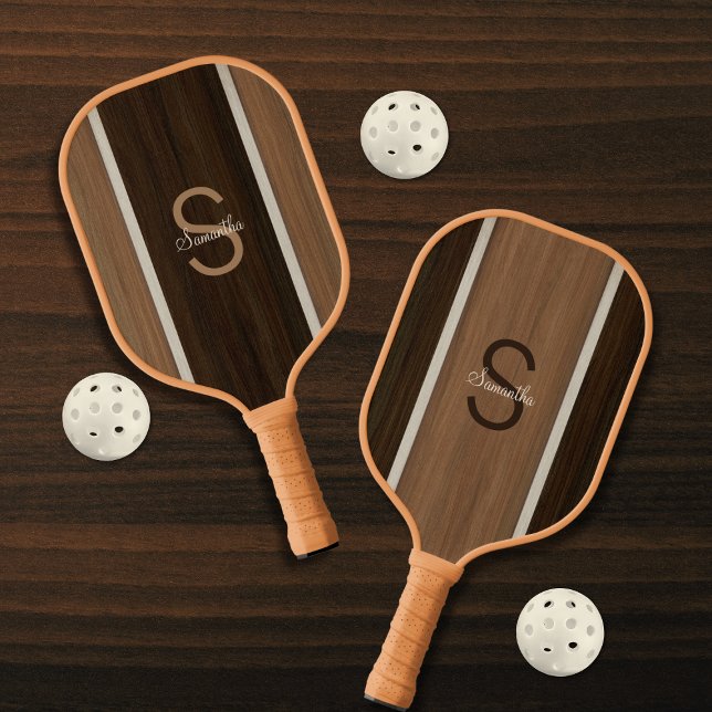 Raquette De Pickleball Rayure de teinte de bois classique en noyer baywoo (Créateur téléchargé)