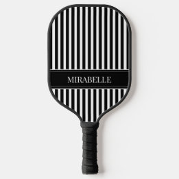 Raquette De Pickleball Rayures noires et blanches personnalisées modernes