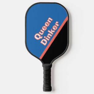 Raquette De Pickleball Reine de corail noir bleu amusant Dinker Monogramm