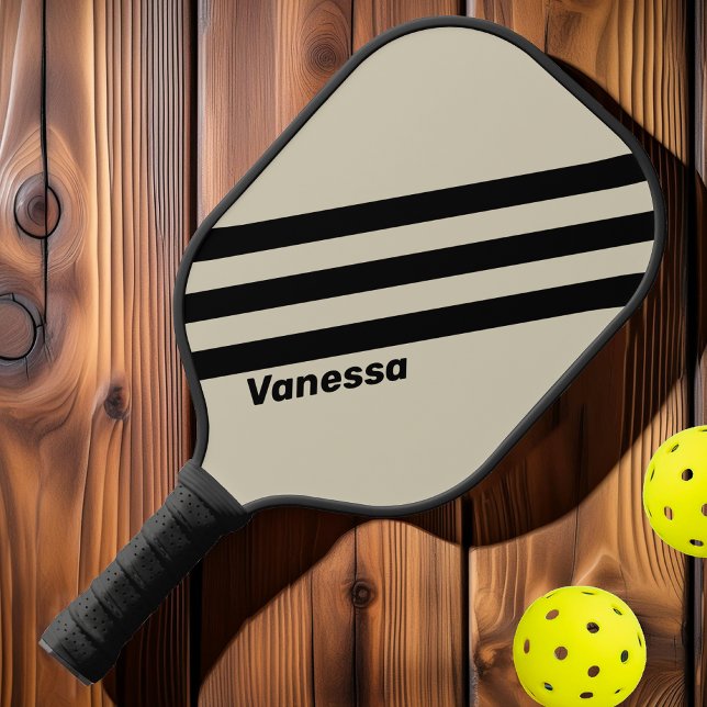 Raquette De Pickleball Retro Alabaster Trois Bandes avec Nom (Créateur téléchargé)
